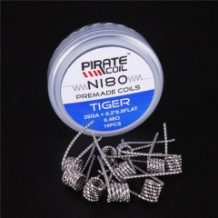 Pirate Vape Ni80 Tiger Prebulit Coil Wire 26GA+0.2*0.8 Flat/ 0.48ohm (10-Pack)
