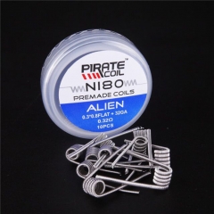 Pirate Vape Ni80 Alien Prebulit Coil Wire 0.3*0.8 Flat +32GA/ 0.32ohm (10-Pack)