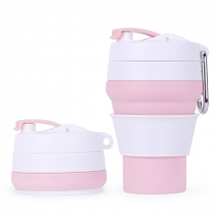 Outdoor Portable Silicone Folding Collapsible Travel Coffee Cup (350ml) - Pink