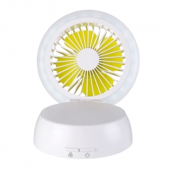 Mushroom Shape Table Fan Light  Rechargeable USB Fan Table Lamp - White