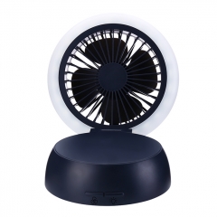 Mushroom Shape Table Fan Light  Rechargeable USB Fan Table Lamp - Black