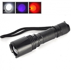 Vazzling B3 [3 in 1] Zoomable 3 x Cree LED Blubs White Red UV Light Flashlight Hunting Torch Lamp UV Ultraviolet Inspection BlackLight 3 Modes