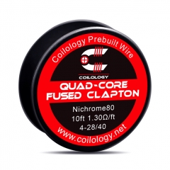 Authentic Coilology NI80 Quad-Core Fused Clapton 4-28/40 AWG Prebuilt Spool Wire 10 Feet - 1.3ohm