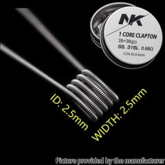 NK SS316L Clapton Prebulit Coil Wire 28+38GA 0.68ohm 8pcs