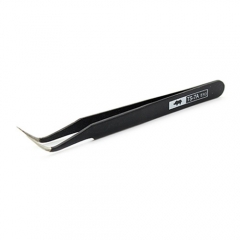 TS-7A ESD Stainless Steel Precision Curved Tweezers - Black