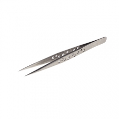 SS-SA SR Antiskid Straight Sharp Tip Tweezers - Silver