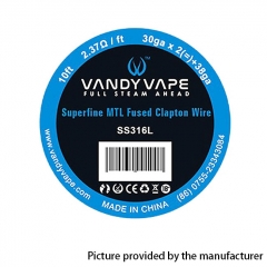 Authentic Vandy Vape SS316L Superfine 30GA x 2 + 38GA MTL Fused Clapton Heating Resistance Wirem 2.37 Ohm / Ft (10 Feet)