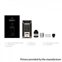 Authentic Wismec Sinuous RAVAGE230 200W TC VW APV Mod w/GNOME Evo Tank (4ml) - Silver