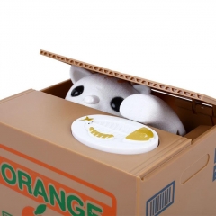 Money Bank Stealing Coin Bank Saving Money Box Case Piggy Bank Toys Cute Electric Cat - White