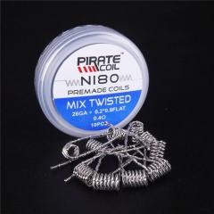 Pirate Vape Ni80 Mix Twisted Prebulit Coil Wire 26GA*0.2*0.8 Flat/ 0.4ohm (10-Pack)