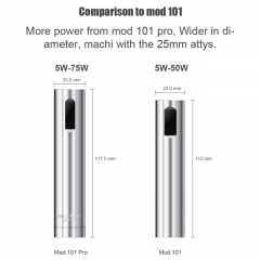 Authentic Ehpro 101 Pro 21700/20700/18650 75W TC Temperature Control Tube Mod 25mm w/ Lock RDA Kit - Silver