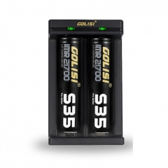 Golisi Needle 2 Smart USB Charger (Dual Slot) for 18650/21700/26650/ Ni-mh/ Ni-cd/ aaa/ aa - Black