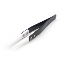 Ceramic Head Stainless Steel Tweezers - Black