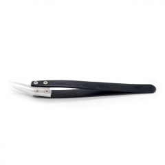 Ceramic Head Stainless Steel Tweezers - Black