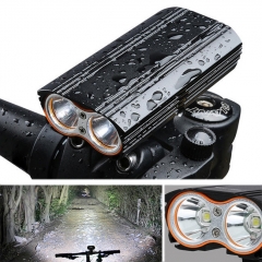 XANES DL06 1200LM 2T6 150° Large Floodlight 6000mAh Battery Bicycle Headlight 4 Modes USB Rechargeable