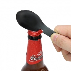 Outdoor Home Multifunctional Stainless Steel Camping Hiking Picnic Spoon Fork - Black