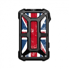 Authentic Rincoe Mechman 228W TC VW Variable Wattage Box Mod Dual 18650 - Steel Bone Union Flag Black