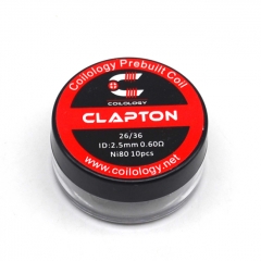 Coilology Pre-built Clapton Coil Ni80 26/36 Gauge 0.6ohm 2.5mm 10pcs