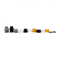 Kaser Style 510 Replacement Drip Tip Set w/ MTL Mouthpiece - Black + Silver + Translucent + Brown