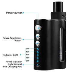 IXIGER Ecig BOW 60W Temperature Control Mod kit 1500mAh - Black