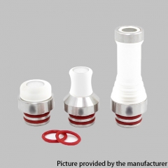 SXK Hussar Style GR Tip Straight + MTL DT R + DT Long 510 Drip Tip Set for RDA / RTA / RDTA / Sub-Ohm Tank - POM + 316SS (3 PCS) - White