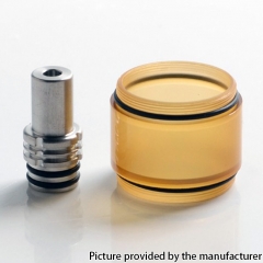 Replacement PC Tank Tube + SS 510 Drip Tip Kit for Experiment 3 V3 Style MTL RTA - Translucent Brown + SS