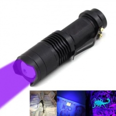 Vazzling Mini Zoomable 3 Modes UV-Ultraviolet Led Blacklight Flashlight AA/14500 Rechargeable Battery Torch for Money Detector, Leak Detector  