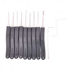 Stainless Steel Unlocking 9-LOCK Pick 2-TOOL Set - Black