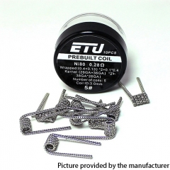 Authentic ETU Pre-built Coil NI80 Kernel (26GA+36GA) x 2 + 38GA x 26GA - 0.28ohm