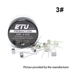 Authentic ETU Pre-built Coil NI80 Kernel 28GA x 2 + 40GA - 0.72ohm