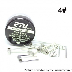 Authentic ETU Pre-built Coil NI80 Kernel 28GA x 4 + 36GA - 0.26ohm