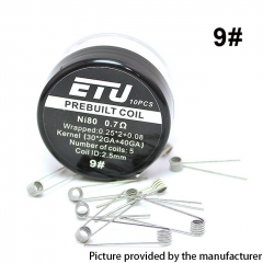 Authentic ETU Pre-built Coil NI80 Kernel 30GA x 2 + 40GA - 0.7ohm