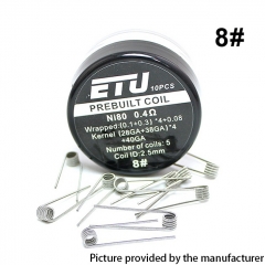 Authentic ETU Pre-built Coil NI80 Kernel (28GA + 38GA) x 4 + 40GA - 0.4ohm