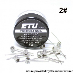 Authentic ETU Pre-built Coil NI80 Kernel 26GA x 2 + 36GA - 0.28ohm