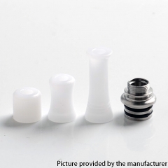 Authentic Auguse CG108P CG Pro 510 Drip Tip w/ 5 x Plugs - Silver White SS-POM