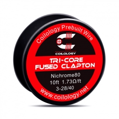 Authentic Coilology NI80 Tri-Core Fused Clapton 3*28/40 GA Prebuilt Spool Wire 10 Feet - 1.73ohm