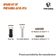 Authentic Phevanda A2 RTA DL Air Set + 510 Drip Tip / Air Outer Reducer / 2 x 1.2mm / 2 x 0.9mm