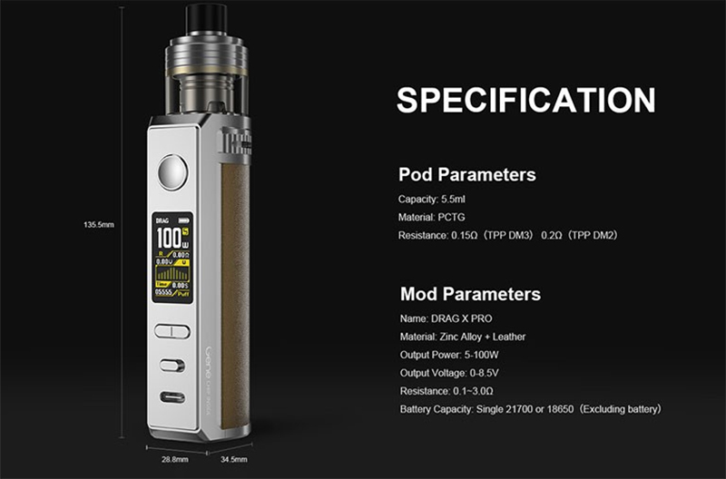 Buy Authentic Voopoo Drag X Pro 100W 18650/21700 Pod Mod Kit