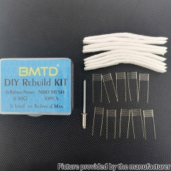 BMTD DIY Rebuild Kit for Jellybox Nano 0.5ohm NI80 Mesh Coil 10PCS + Cotton + Tool