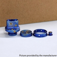 Authentic MK MODS Handmade Engraved Titanium Drip Tip + Button Set for dotMod dotAIO V1 / V2 - Blue