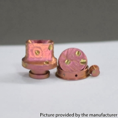 Authentic MK MODS Handmade Engraved Titanium Drip Tip + Button Set for dotMod dotAIO V1 / V2 - Pink