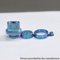 Authentic MK MODS Handmade Engraved Titanium Drip Tip + Button Set for dotMod dotAIO V1 / V2 - Tiffany Blue