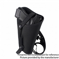 Outdoor Tactical Nylon Adjustable Cross Body Shoulder Buckle Holster for Large Frame 1911A1 .45 92F 9mm Pistol - Black