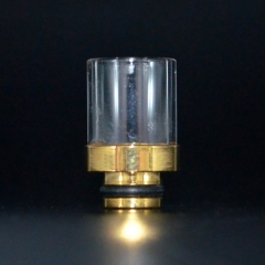 510 Drip Tip Stainless Steel + Glass Mouthpiece for RTA RDA Vape Atomizer - Brass