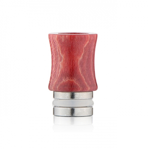Replacement Stable Wood + SS Base 510 Drip Tip Mouthpiece for RTA RDA Tank - Red