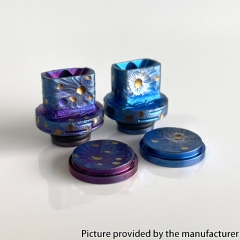 Titanium Style Drip Tip + Button Set for BB Billet Box Mod - Blue