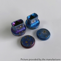 Titanium Style Drip Tip + Button Set for BB Billet Box Mod - Blue