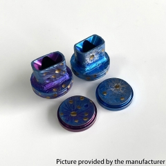 Titanium Style Drip Tip + Button Set for BB Billet Box Mod - Blue