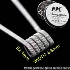 NK SS316L 3 Core Parallel Fused Clapton Prebulit Coil Wire 27*3/38GA 0.18ohm 8pcs