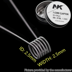 NK SS316L Clapton Prebulit Coil Wire 30+38GA 1.34ohm 8pcs